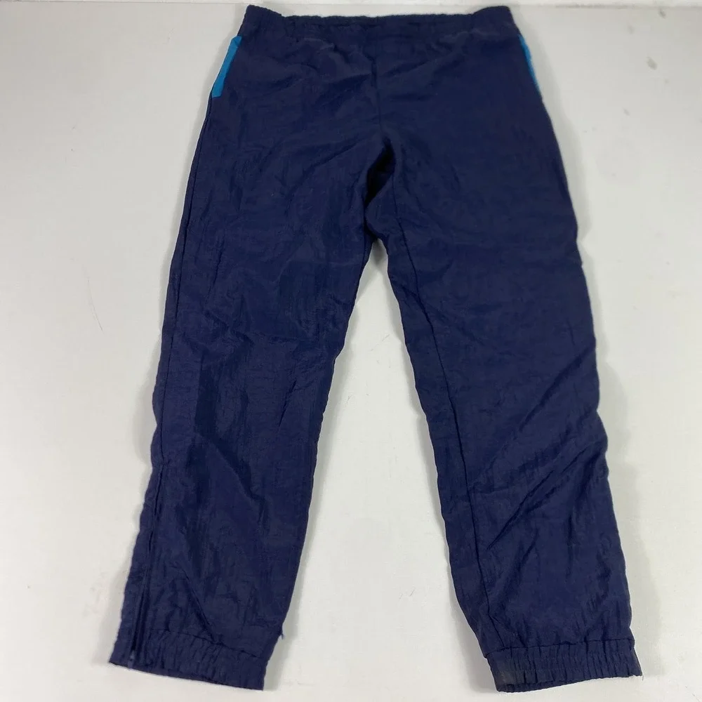 Vintage Adidas Track Pants Mens Large Blue Nylon Lined Zip Ankle Trefoil 90s
